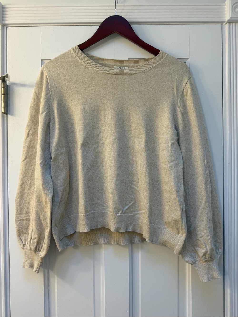J. Crew Women's Scoop Neck Pullover Sweater in Light Beige with Cashmere